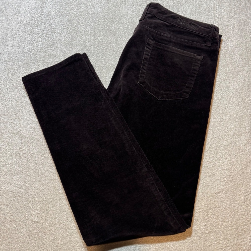 KUT From The Kloth Diana Skinny Corduroy Pants Womens 12 Brown Stretch